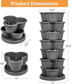 VECELO 7 Tier Vertical Garden Planter, Self Watering Stackable Planters with Wheels for Strawberries, Herbs, Flowers, Vegetables, Dark Gray - Image 2
