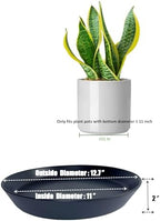 Ceramic Plant Saucer Tray 10 11 12 Inch Black, 12.7" OD x11 ID x2 Deep| Round Sturdy Heavy Duty Glazed Bevel Planter Drip Flower pots with Catch Basin for Indoor Outdoor Plants - Image 2