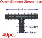 Connector 40 Pieces of 16/20/25mm Garden Hose Three-Way Elbow End Direct Head 16/20/25mm PE Hose Manifold Repair 90 Degree Joint (Color : 20mm x 40pcs) - Image 2