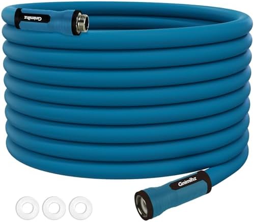 Garden Hose 5/8 in x 200 ft, Made of TPE (BetterThan PVC/Hybrid Polymer), Lightweight yet Durable Water Hose with Ergonomic Grip, Drinking Water Safe Material, All-Weather, 3/4" GHT Fittings by Gnimihz