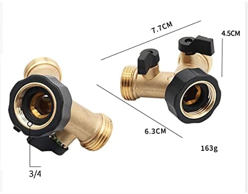 Garden Hose Splitter, Garden Hose Y Valve Connectors Copper Hose Splitter, 2 Way Water Faucet Splitter with Valve - Image 2