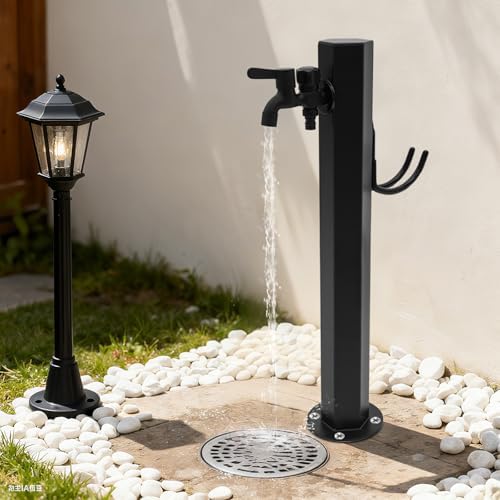 304 Stainless Steel Cylindrical Vertical Garden Water Column,Freestanding Hose Stand,Outdoor Antifreeze Faucet Hydrant Water Feature Fountain, for Irrigation and Lawn - Image 4