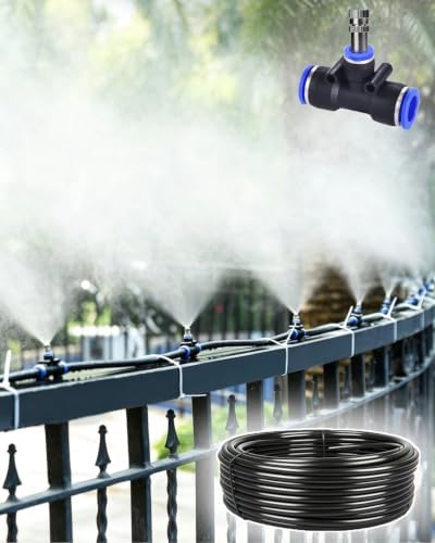 Site Fence Irrigation Sprinkler System with Hose & Nozzle, Hanging Drip Irrigation Cooling Kit for Duck Farms/Pig, Portable Garden Watering Sprayer by Unknown