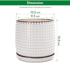 D'vine Dev Beaded Ceramic Pot with Saucer, 10 in, Smoked White, 27-C-P-1 - Image 3