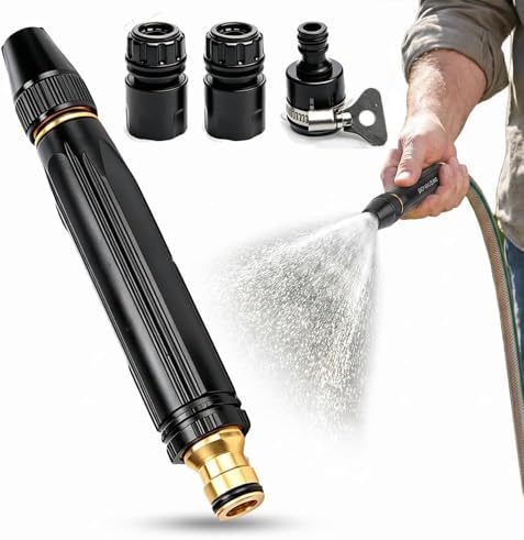 High-Pressure Hose Nozzle Metal Fits Garden Hoses with 3 Spray Modes (Jet/Mist/Shower), Heavy Duty Metal Direct Spray Hose Gun for Watering Plants, Lawn, Car Washing, Patio, Pet 1PCS by Mrkyy