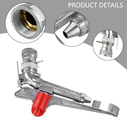 2 Inch Metal for Impact Sprinkler, 360 Degree Adjustable Agriculture Irrigation Sprayer for Farm Garden Lawn, Zinc Alloy High Pressure Watering Nozzle with 130ft Range, Silver - Image 2