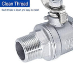 3/4 Inch Stainless Steel Ball Valve 3/4 Inch Full Port Ball Valve 3/4" to 3/4" NPT Shut Off Valve Female X Male Ball Valve for Water Oil and Gas with Long Handle Shut Off Switch, 1000 WOG (2 pack) - Image 6