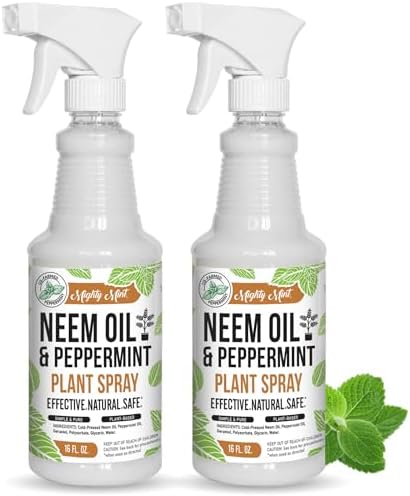 Mighty Mint Neem Oil & Peppermint Plant Nutrient Spray – Natural Leaf Shine for Indoor & Outdoor Use – Plant-Based Formula for Stronger, Healthy Plants - 16 oz (Pack of 2) by MightyMint