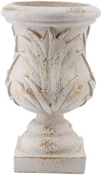Ornate Magnesium Urn Planter, 16.9 Inch, White and Gold - Image 4