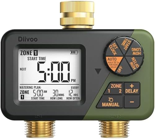 Diivoo Brass Sprinkler Timer 2 Zone & Diivoo Water Flow Meter with 180° Removable Panel Bundle - Image 2