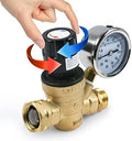 U.S. Solid 3/4 in GHT RV Water Pressure Regulator, Handwheel-Adjustable Lead-Free Brass Valve with 0-160 psi Gauge and Inlet Filter, for RV Camper Trailer and Garden Hose by USSolid