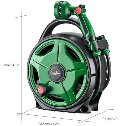 1/2" x 50FT Retractable Garden Hose Reel，With 10 Patterns Spray Nozzle，Portable Heavy Duty Garden Hose Holder for Garden Watering，Car & Patio Washing，Pet Cleaning（Green） - Image 3