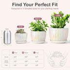 Plant Pots,Ceramic Flower Pots with Drainage Holes & Saucer Set of 3（Pearl） - Image 2