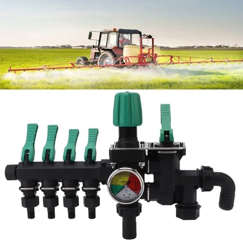 Tyenaza 4 Way Hose Manifold, Spigot Splitter Separate Switch Multifunction Easy Installation Anti Rust for Farm Garden with Pressure Gauge - Image 5
