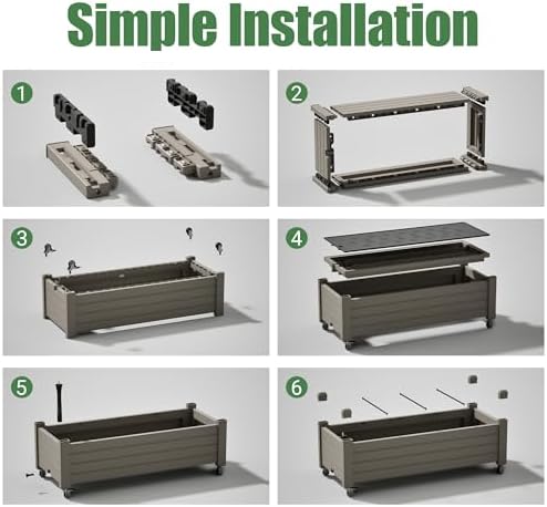 Fancyango Raised Garden Bed with Wheels 13.3" H -Gray - Image 7