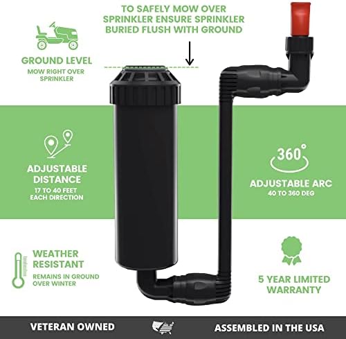 QSK-745 In-Ground 5-Inch Pop-Up Adjustable Sprinkler 5-Pack With Quick Hose Connectors And Splitters - Image 4