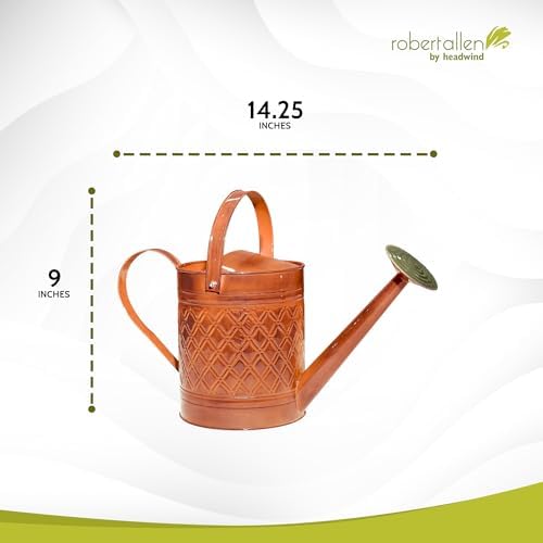 Headwind Wexley 2 Gallon Watering Can, Large Metal Watering Can Outdoor with Brass Rose Sprinkler Head, Vintage Galvanized Steel Garden Watering Can – Tango Orange - Image 2