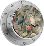 Herons Birds Water Lilies Kitchen Timer for Cooking Mechanical Rotating Alarm Countdown Countup Timers by Unknown