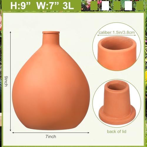 Blushtier 2 Pcs Terracotta Watering Pots Olla Self Watering with Lid 102 oz - Image 2