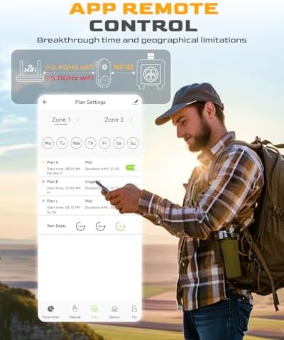 RAINPOINT WiFi Water Timer with Brass Inlet, 2 Outlets Sprinkler Timer,Automatic Irrigation System Controller, APP & Voice Control, Irrigation by Weather/Quantity/Soil Moisture - Image 3
