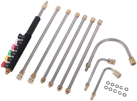 Jiawu Pressure Washer Extension Wand Kit with Versatile Nozzles for Deep Cleaning High Areas in Eaves and, Metal, 20pcs - Image 3