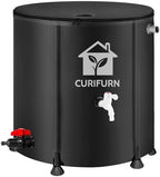 200 Gal Collapsible Rain Barrel with Spigot, Filter and Overflow Kit, Black by Curifurn