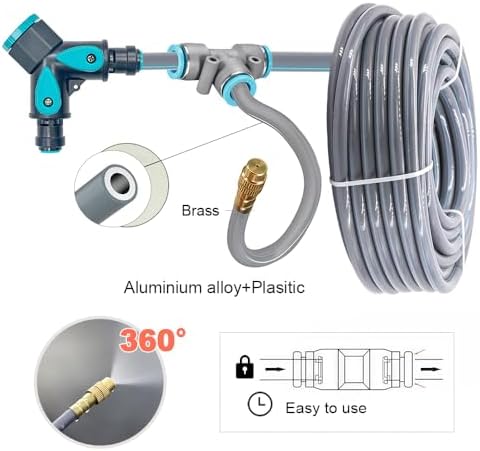 Drip Irrigation System, 100Ft 5/16 Inch Hose, 30 Adjustable Copper Nozzles, Automatic Atomizing Watering Kit for Greenhouse, Outdoor, Raised Bed, Lawn - Image 4