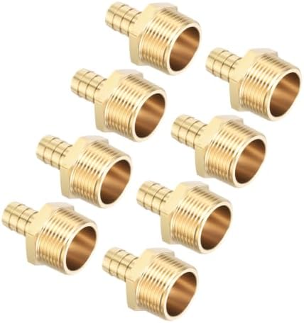 8Pcs Brass Hose Barb Fittings 5/8" Hose Barb to 1" NPT Male Fittings by Kozelo