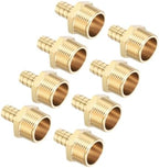 8Pcs Brass Hose Barb Fittings 5/8" Hose Barb to 1" NPT Male Fittings by Kozelo