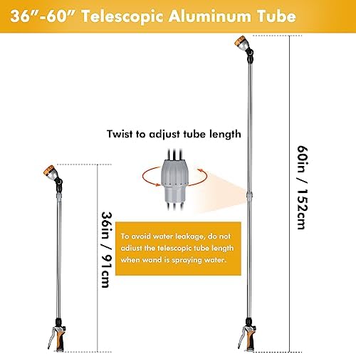 RESTMO Long Telescopic Watering Wand for Garden Hose, 36”-60” Garden Wand - Image 2