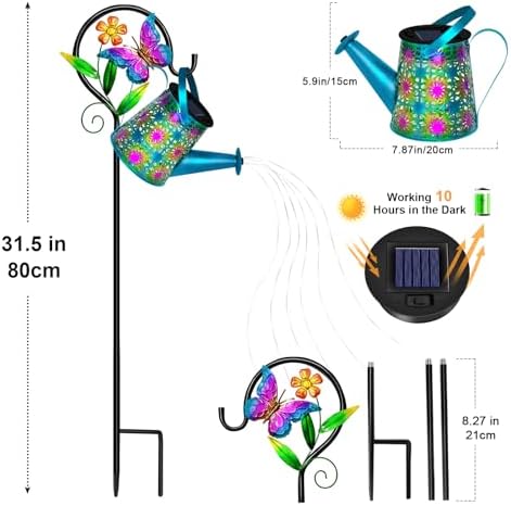 Solar Garden Lights Outdoor,Butterfly Watering Can Light, Waterproof Decor - Image 6