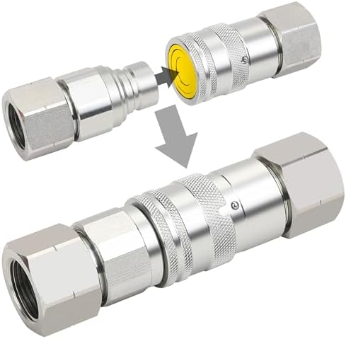 3/4’’ NPT Skid Steer Hydraulic Couplers, Bobcat Flat Face Quick Connect Fittings with 2PCS Dust Covers - Image 6
