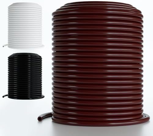 DBR Tech® 1/4 Drip Irrigation Tubing, 200 Feet, Flexible PVC Plastic Drip Irrigation Hose for Gardening, Misting, Hydroponics and DIY Landscape Garden Projects, Blank Distribution (200ft, Brown) by DBRTech