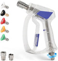 5000 PSI Pressure Washer Gun with Self-Locking Quick Connect, 360° Rotating 3/8" Plug, M22-14mm M22-15mm Adapters, 5 Nozzle Tips, High Pressure Short Power Washer Trigger Gun for Car Wash Cleaning by Javneo