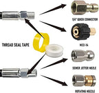 Hourleey Sewer Jetter Kit for Pressure Washer 50FT, Drain Cleaner Hose 1/4 Inch NPT, Orifice 4.0 Button Nose and Rotating Sewer Jetting Nozzle Spanner Tape Pearl Corsage Pin, 4000 PSI - Image 4
