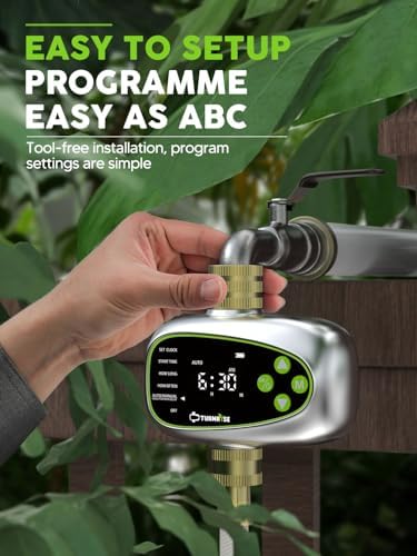 Sprinkler Controller with Soil Moisture Sensor: 1 Zone Water Timer for Garden Hose, Rain Delay & Brass Inlet Programmable Hose Timer, Automatic Drip Irrigation System for Yard Lawn Greenhouse - Image 6