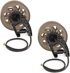 Suncast 2 Pack CPLSTA125B 125' Wall-Mounted Side Tracker Garden Hose Reel for 5/8" Hose with Guide for Patio or Garden, Dark Taupe by Suncast