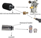 100FT 5800 PSI Pressure Washer Hose Jetter Nozzles Kit 1/8”NPT Sewer Drain Rotating Quick Connect Nozzle Button Nose With M22-14/15mm Double Rod Thread Brass Replacement - Image 3