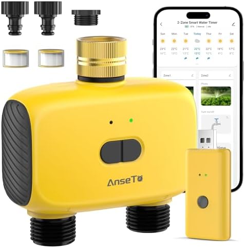2 Zone WiFi Sprinkler Water Timer for Garden Remote Control Travel by AnseTo