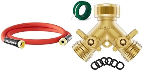 5/8" Hot/Cold Short Leader Garden Water Hose 5 ft+Heavy Duty Brass Garden Hose Splitter 2 Way by SPECILITE