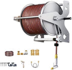 Rust-Proof Stainless Steel Garden Hose Reel Cart, Wall-Mounted Heavy Duty Metal Water Pipe Holder with 5-Way Spray Gun Nozzle, Manual Crank, Holds 1/2" Hose(50M/165FT) by Unknown