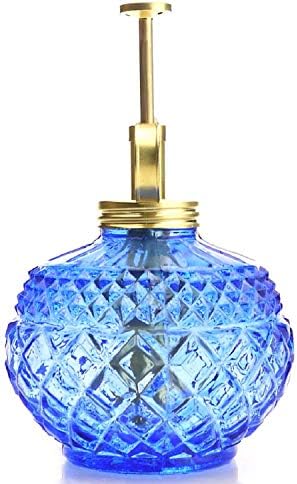 Plant Mister- Blue Color Glass Bottle & Brass Sprayer (Matt Gold) - Image 2