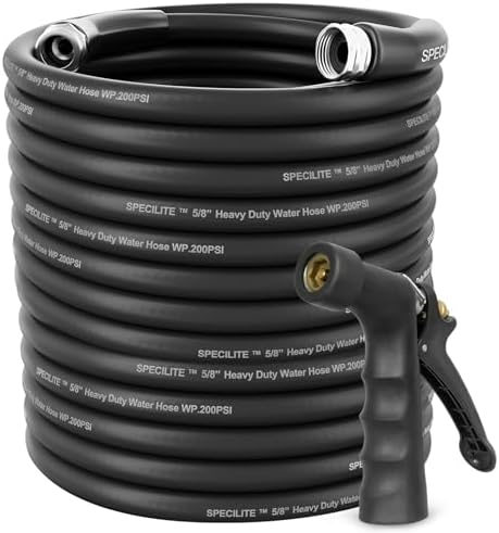SPECILITE 5/8" Hot/Cold Garden Water Hose 200 ft, -50℉-158℉, Black by SPECILITE