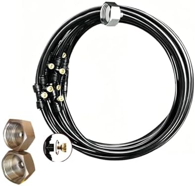 Greenhouse Mist Cooling Setup with Brass Nozzles and Black Tubing for Patio Borders, Plant Rows and Fan Wrap Use Line Brass Nozzle Mist Hose Fan - Image 7