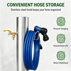 Stainless Steel Outdoor Water Column with Double Faucet, Freestanding Garden Water Column for Hose Connection, Outdoor Vertical Garden Water Column with Hose Holder for Patio, Irrigation - Image 5