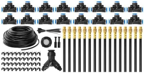 1/4 Inch Watering Hose Set with Adjustable Brass Nozzles, Fittings, Stakes and Ties for Raised Bed Garden Care Drip Watering Set Irrigation Hose Garden Mist Adjustable Nozzle Fast Fit Tubing Patio by Unknown