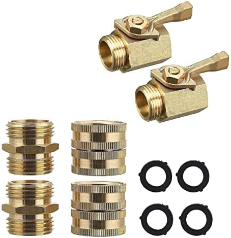 M MINGLE Garden Hose Adapter, Heavy Duty Brass Garden Hose Shut Off Valve, 3/4 Inch by MMINGLE