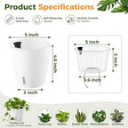 Upgraded Self Watering Pots for Indoor Plants, 12-Pack 5 Inch Top-Fill Self Watering Planter with Water Window, Orchid Pots, Clear Wick Inner Basket with Drainage, White - Image 4