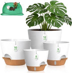 Large Self Watering Pots for Indoor Plants, 12/10/9/8 Inch White by Eptcp