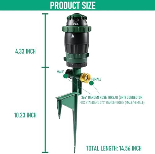 Hourleey 2 Pack Gear Drive Sprinkler for Yard, Heavy Duty 5-Pattern 360 Degree Rotary Water Sprinkler with Spike Base, Durable Lawn Sprinkler with 3/4 Inch Adapters for Large Area Garden - Image 5